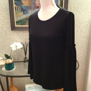 PRICE DROP! Casual Flowy Black Knit Top with Bell Sleeves